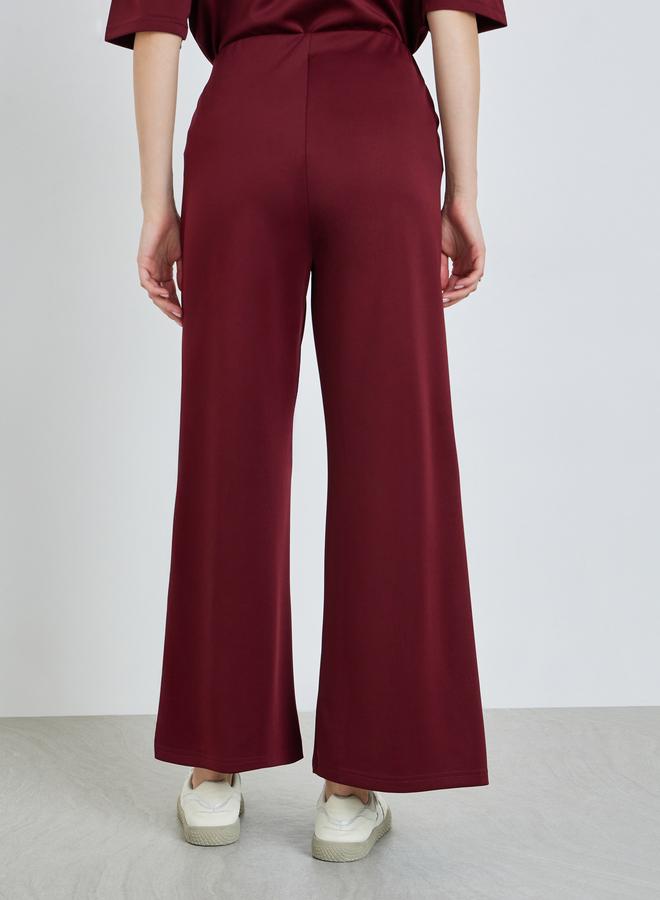 Styli Women Burgundy Wide Leg Joggers - Image 3